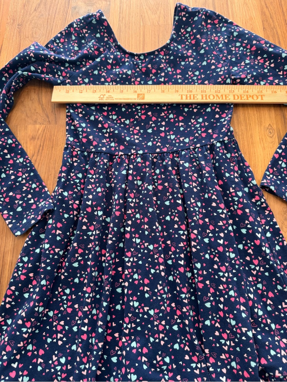 Crewcuts Hearts Dress Girls Size 12 Navy Long Sleeve - Picture 9 of 10